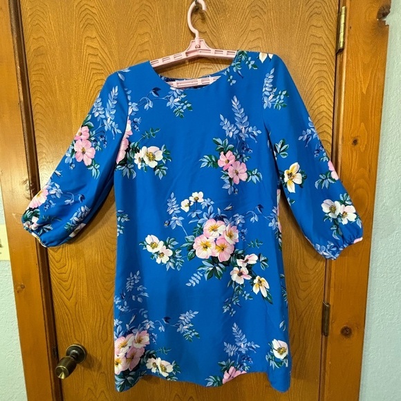 NWOT Ann Taylor Blue with Pink Flower Print Shift Dress Size 6 - Picture 1 of 5